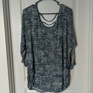 Sparkly Blue and Tan Blouse